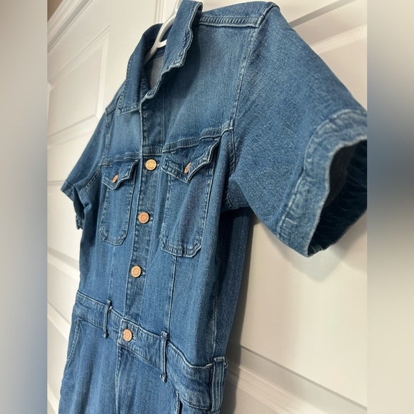 GAP Blue Denim Short Sleeve Jumpsuit - Picture 6 of 8